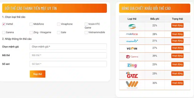 Cách Nạp Tiền Vui123 Bằng Thẻ Cào